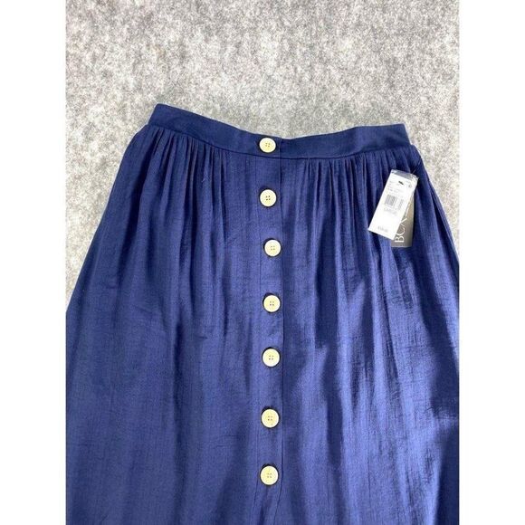 BCX Navy‎ Blue Button Front MIdi Skirt Sz Large NEW - Picture 4 of 9